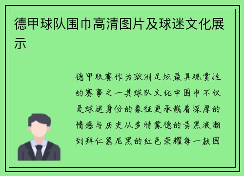 德甲球队围巾高清图片及球迷文化展示